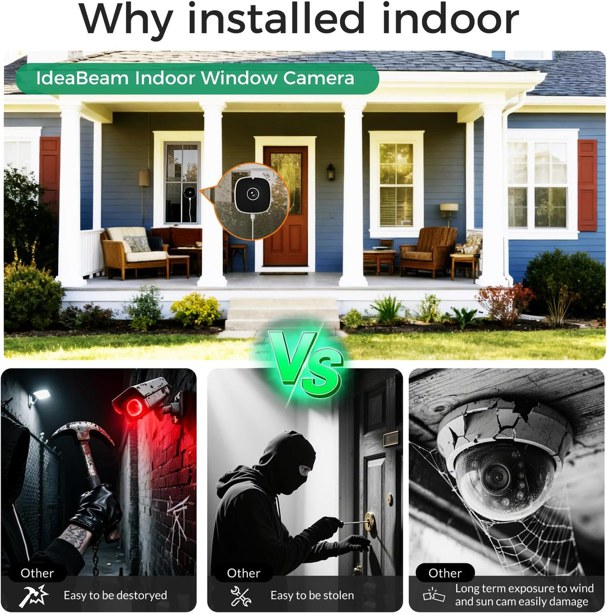 No Drill Window Camera, QHD+ 2880x1620, 2Pack Indoor Window Security Cameras with Color Night Vision for Home Security, 2.4G&5G WiFi, Motion Detection, Compatible with Alexa&Google Assistant