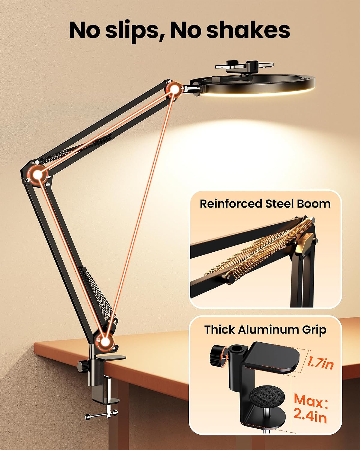 Upgrade Ring Light Overhead Camera Phone Mount for Desk, Evershop 10” Selfie Light with Stand Tripod for iPhone, Light with Phone Holder for Video Recording,Zoom Meeting,Live Streaming Tiktok,YouTube