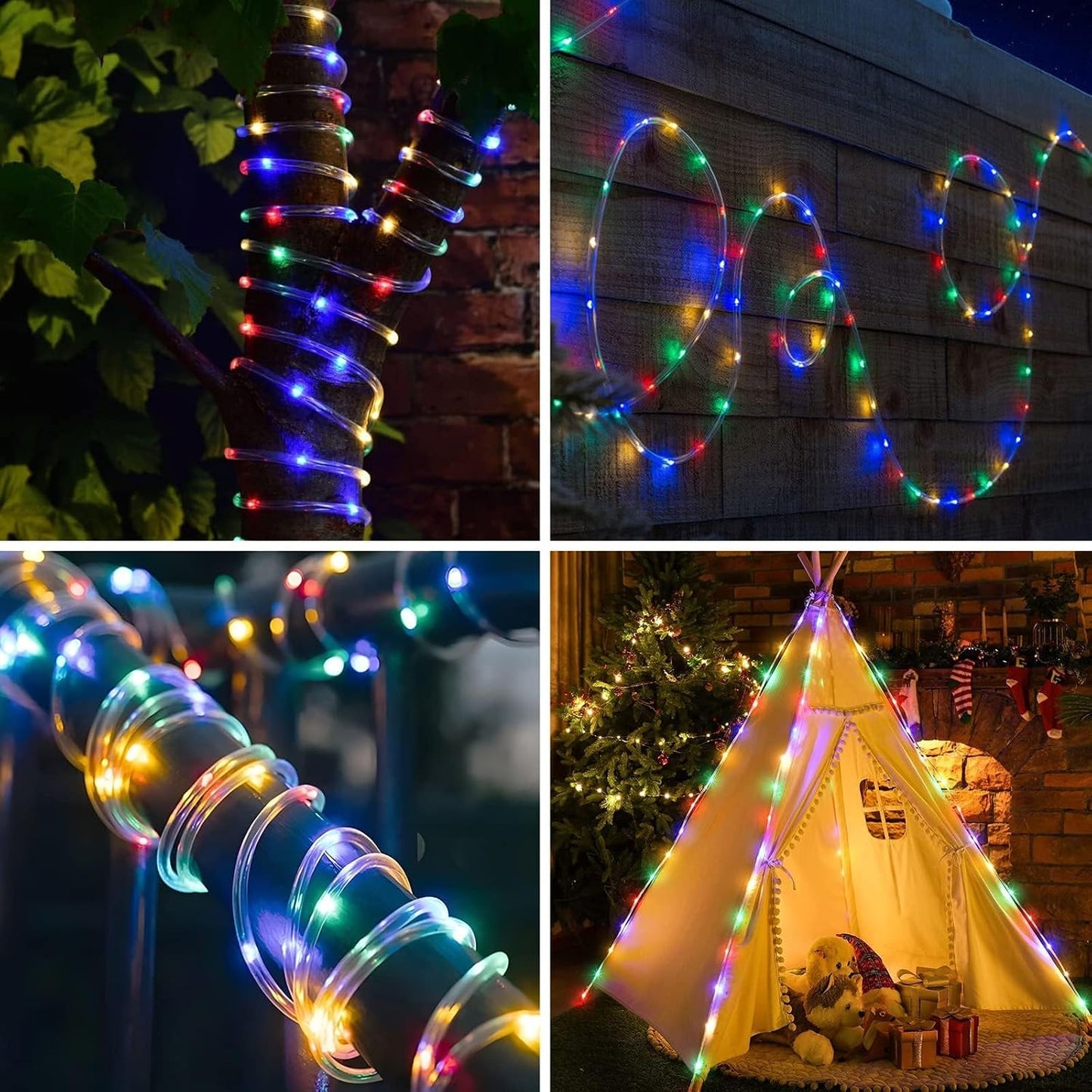 ANJAYLIA 66FT 200 LED Color Changing Rope Lights with Plug and Remote | Led Outdoor Waterproof Rope Light with Color Option, 7 Modes, Timer, Memory, Remote For Bedroom, Deck, and Holiday Decor