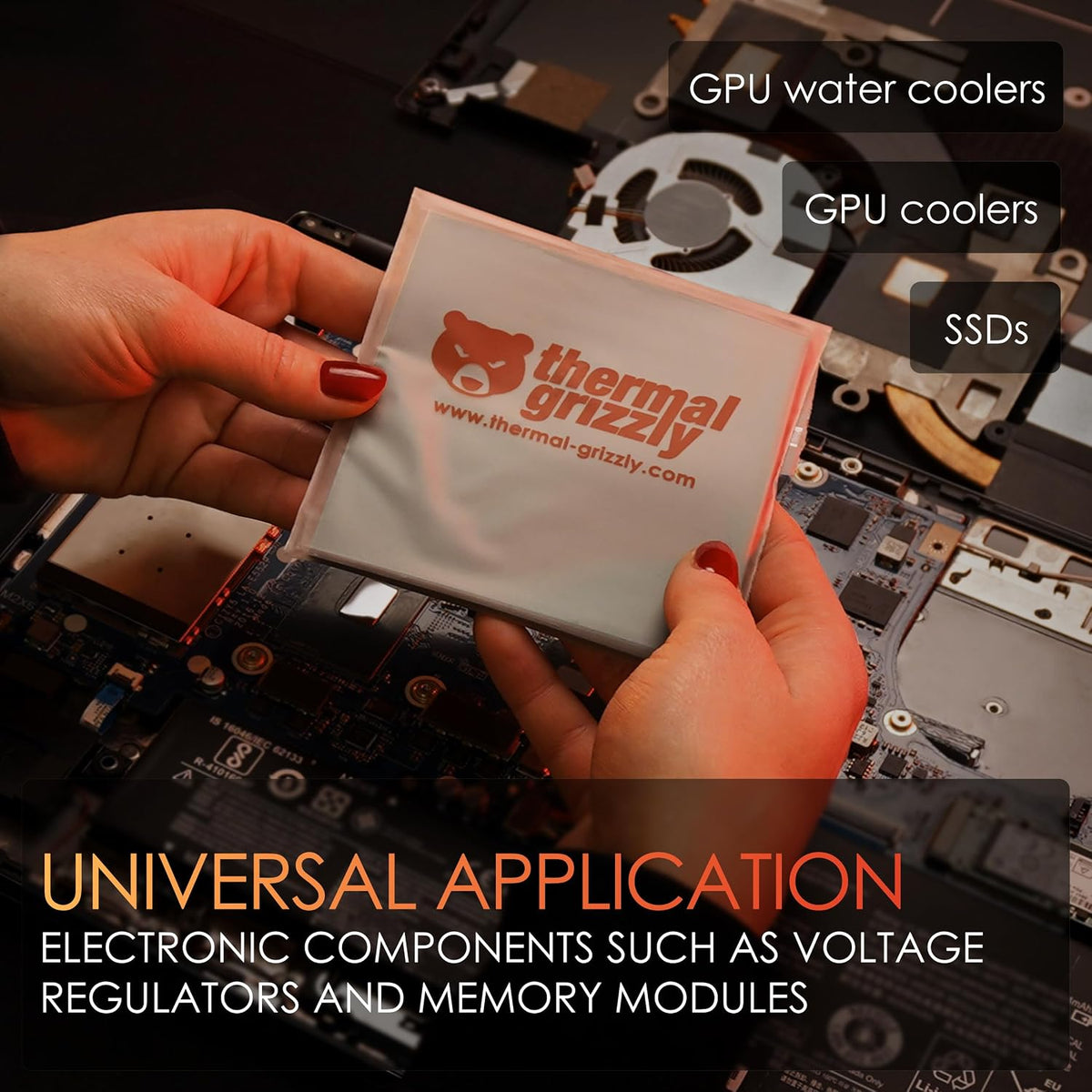Thermal Grizzly Minus Pad Pro - 100x100x1.5mm Thermal Interface Pad, Electrically Non-Conductive, High Thermal Conductivity & Compressibility for SSDs, GPUs & Electronics