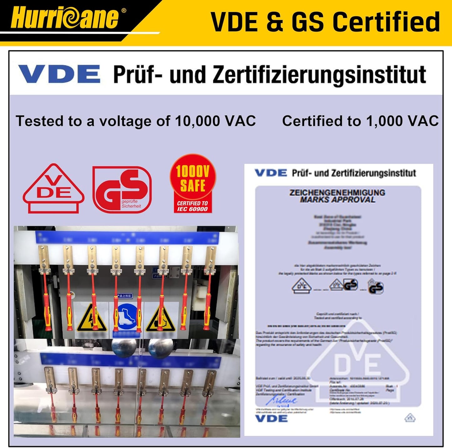 HURRICANE Premium 1000V Precision Insulated Screwdriver Set, 6 Piece S2 Steel Mini Electrician Screwdrivers with SL1.8/2.0/2.5/3.0mm & PH00/PH0, VDE Certified for DIY & Professional Electrical Repair