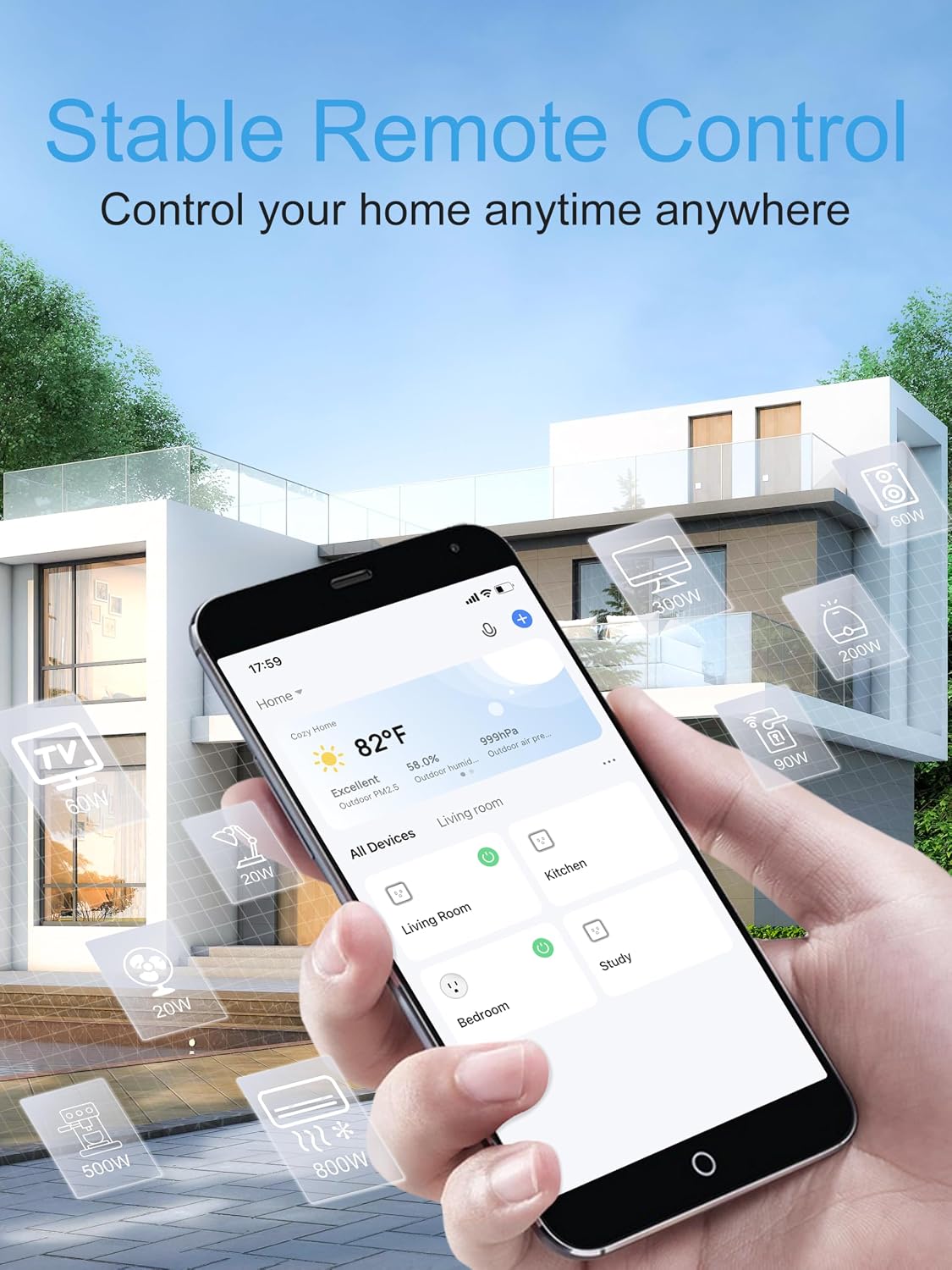 EIGHTREE Mini Smart Plug 5GHz Wi-Fi Compatible 15A, Smart Plugs That Work with Alexa & Google Home & SmartThings, Energy Monitor, Remote Control, Timer & Schedule, Wi-Fi Plugs