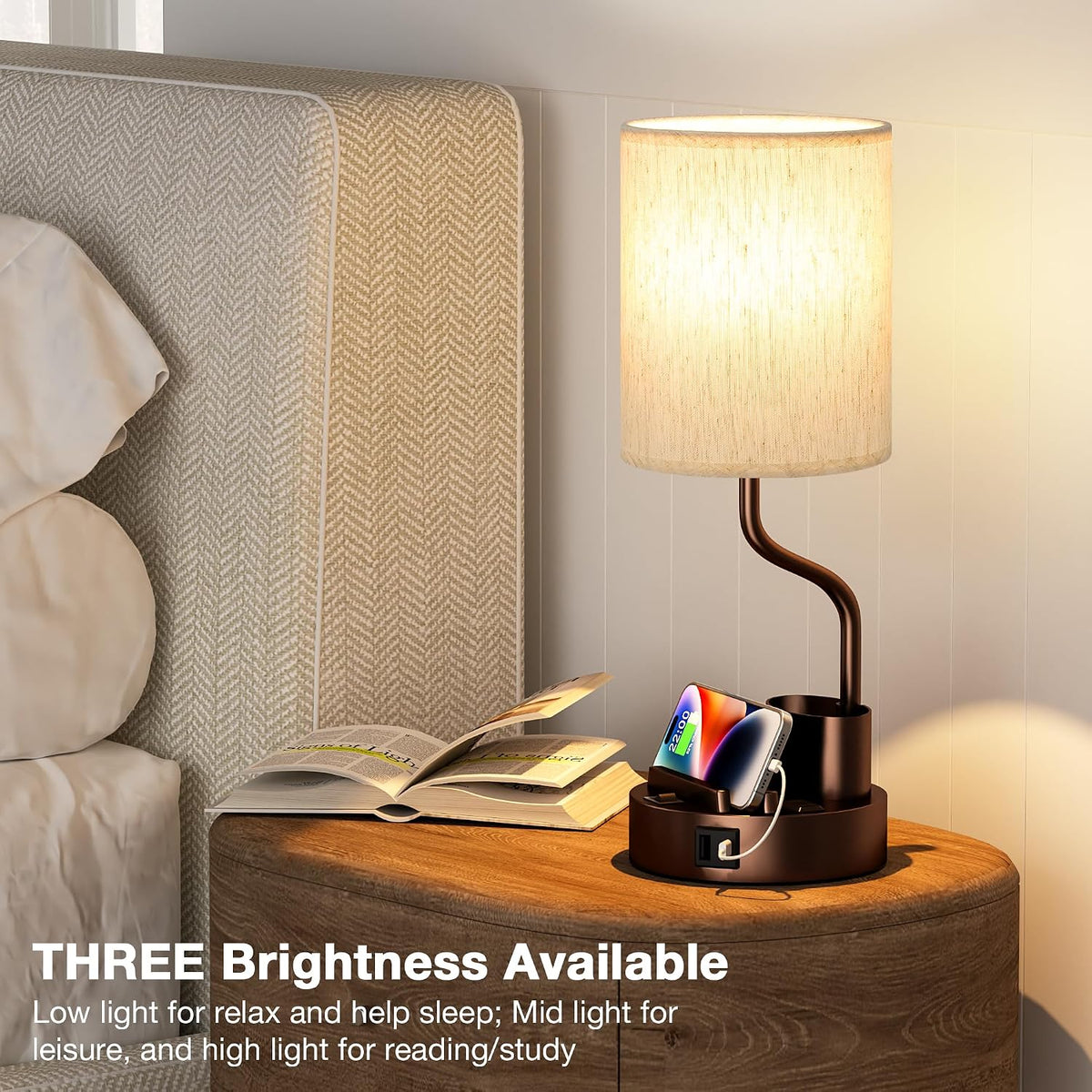 Fenmzee Bedside Lamps for Bedroom Set of 2 - Table Desk Lamp for Nightstand