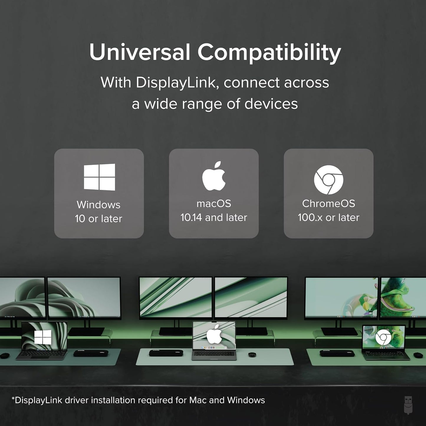 Plugable USB 3.0 Universal Docking Station for Windows, macOS, ChromeOS (Dual HDMI Monitors or DVI/VGA, Gigabit Ethernet, Audio, 6 USB Ports)