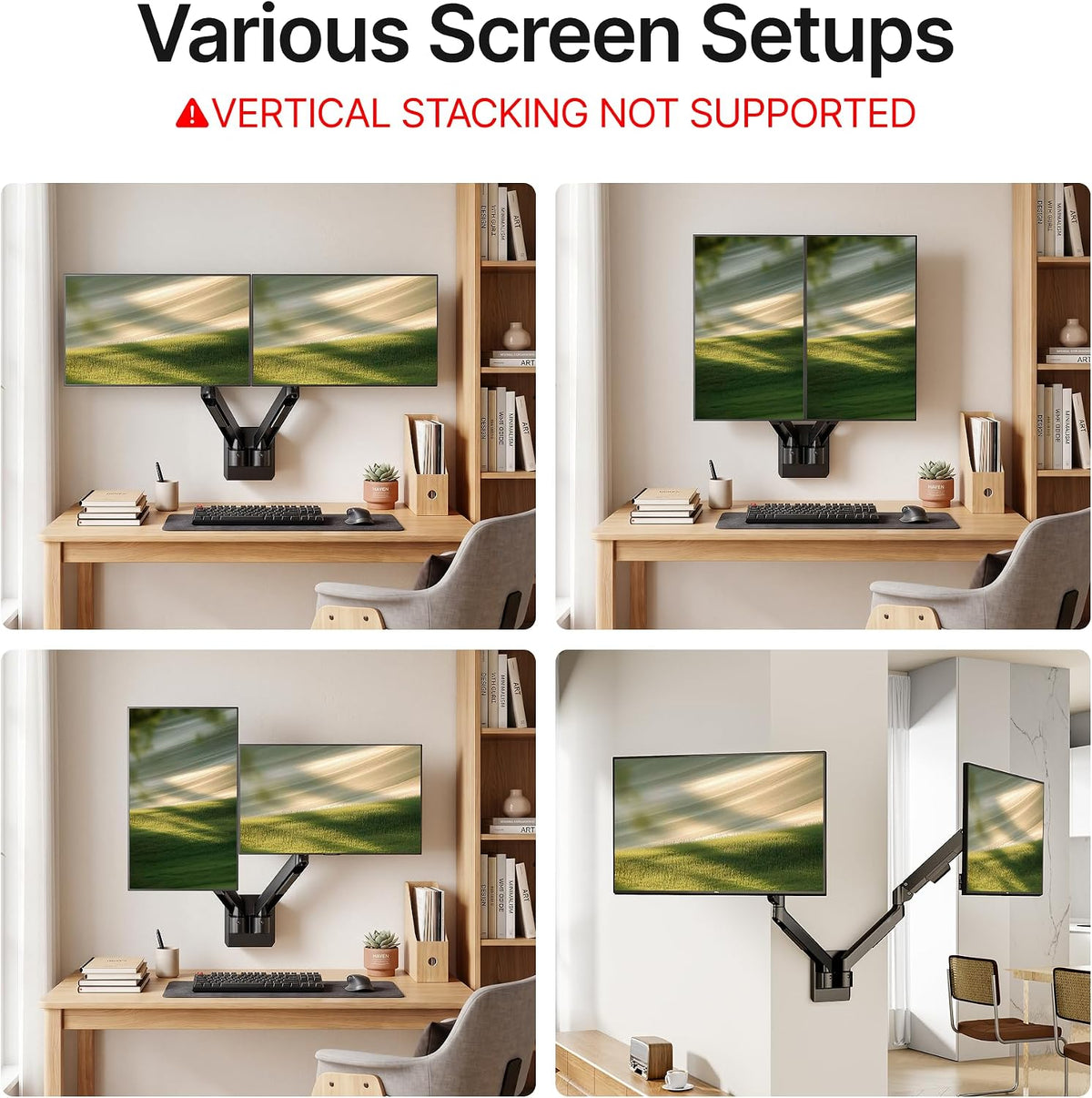PEGZONE Dual Monitor Wall Mount for 17-32" Computer Screens，Up to 19.8 lbs