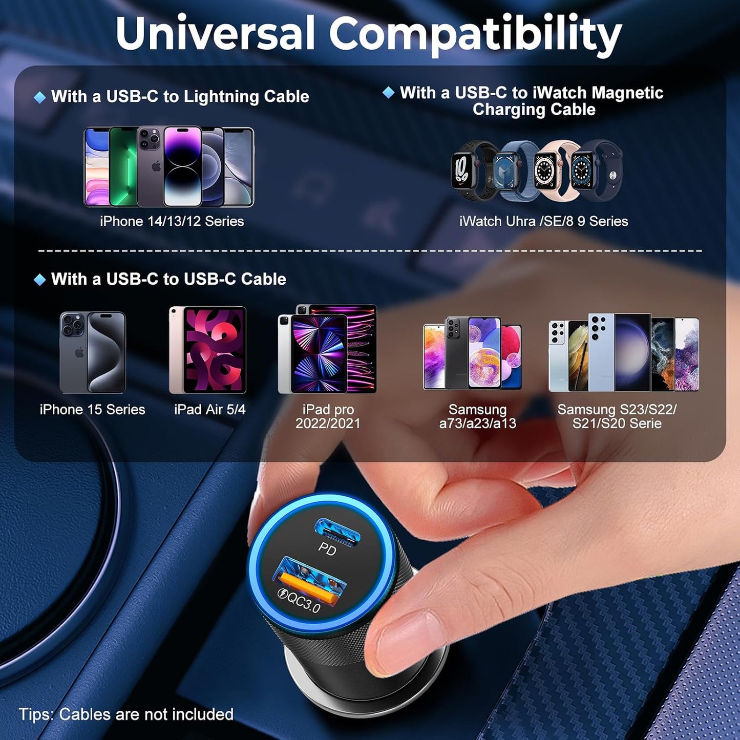 6 Pack USB C Car Charger, Ancekoy 38W USB-C + USB-A Car Charger Adapter | Fast Charge PD/QC 3.0 Cigarette Lighter Adapter USB Charger Plug for iPhone 17/16/15/14/13/12/11/Pro Max, iPad, Samsung