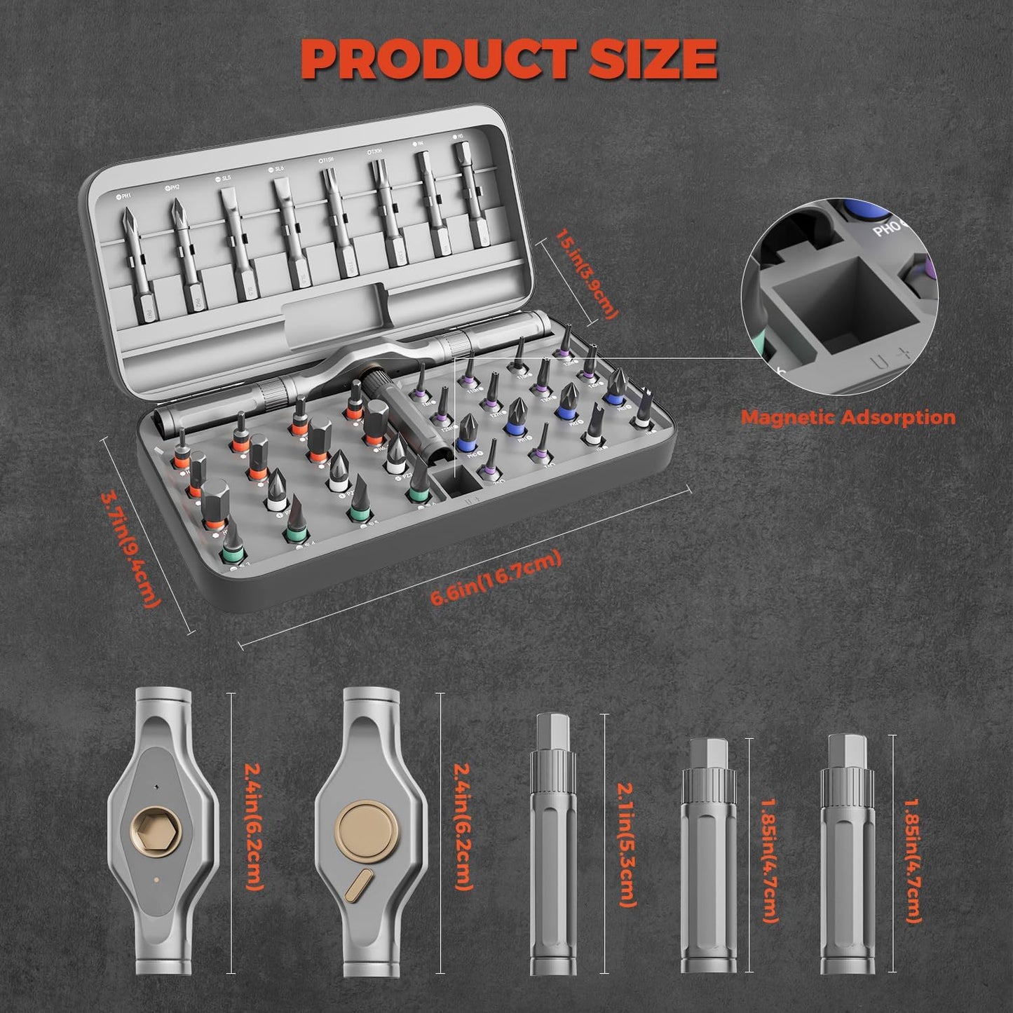 42 in 1 Magnetic Ratchet Screwdriver Set - Includes Allen Wrenches Sets, for Ring Doorbell/Camera Screwdriver,Home Repair,Electronic & DIY | S2 Alloy Steel with Storage Case.