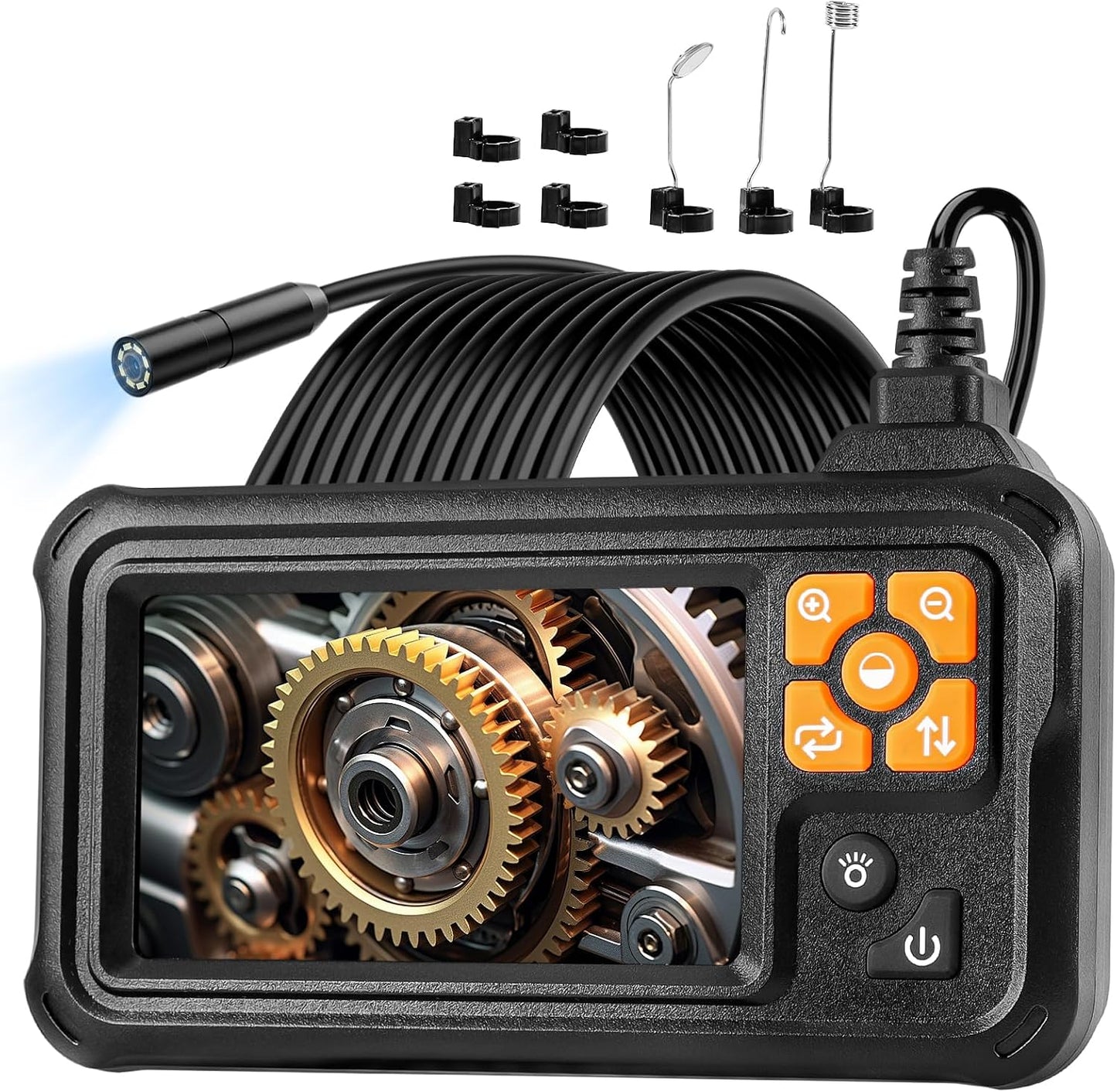 Endoscope Camera with Light, 1920P HD Borescope, 8 Adjustable LED Light, IP67 Waterproof 16.4ft Snake Camera, Semi-Rigid Cable Inspection for Android, iOS