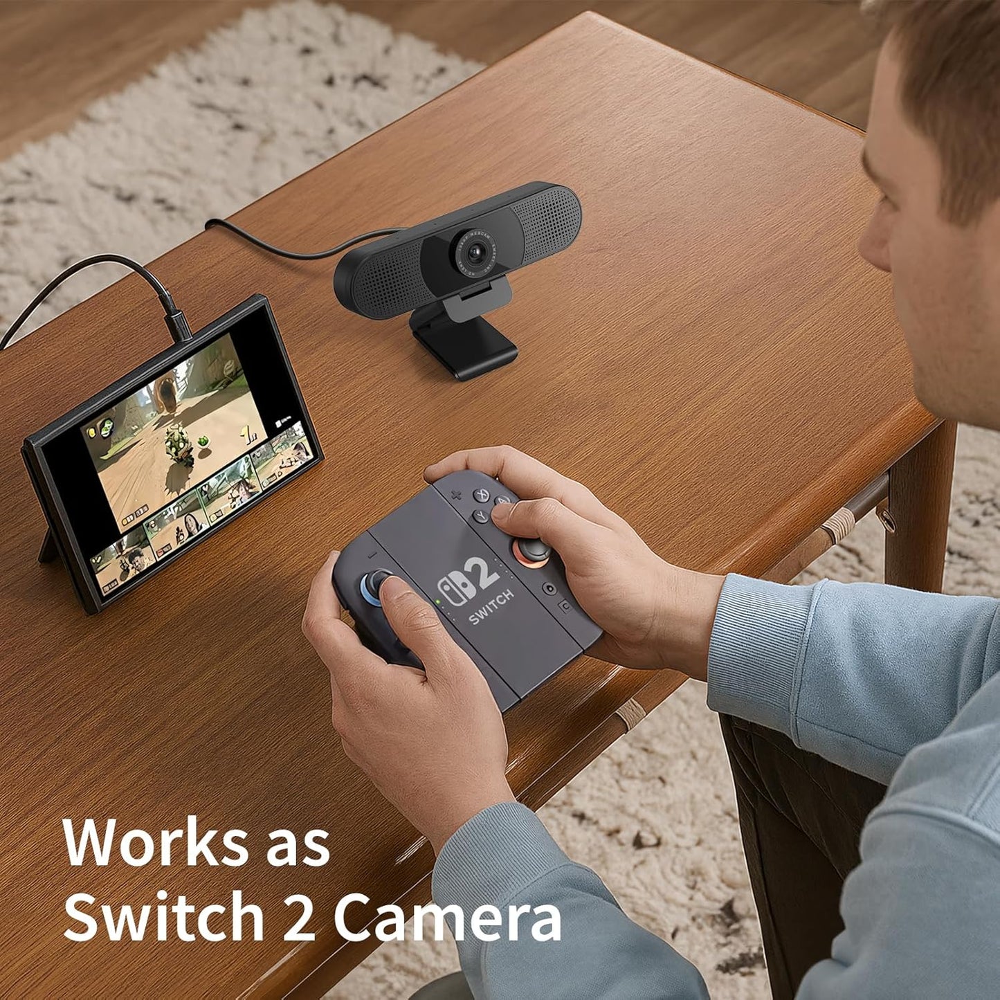 EMEET C960 1080P Webcam with Microphone, 2 Mics, 90° FOV, Computer Camera | USB Type-A & A-to-C Adapter, Fixed Focus, Plug&Play for Zoom/Teams/Facetime/YouTube/Google Meet/Switch 2 Camera, 2025 Version