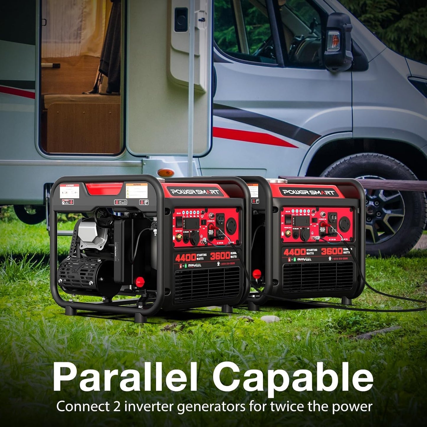PowerSmart 4400W Dual Fuel Inverter Generator, Gas and Propane Portable Generator with 223cc Engine, 30A RV Ready, Auto Switch, EPA, CO Sensor, Parallel Ready, for Home Use, Camping Outdoor | 2026