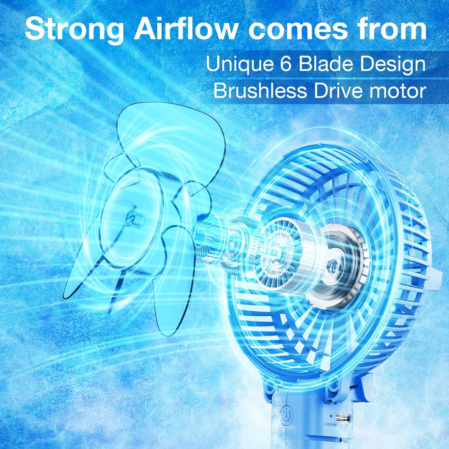 VersionTECH. Portable Handheld Fan, Powerful+Durable+180° Foldable, Mini Hand Fans with USB Rechargeable Battery Operated Cooling Accessories for Personal Use, Travel, Office Blue