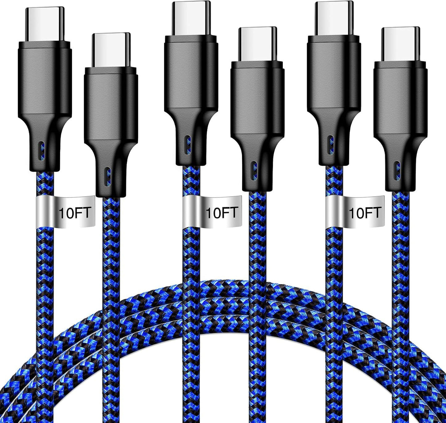 USB C Charger Cable, 5 Pack [3/3/6/6/10ft] Type C Fast Charging Cord High Data & Transfer Wire Compatible for iPhone 17/16/15 Plus/Pro Max iPad Pro Air Ps5 Controller Samsung Galaxy(Black)