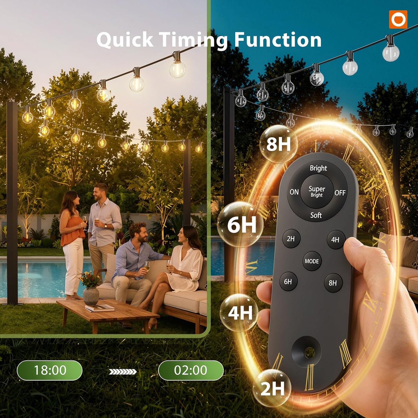 addlon 100FT 54LED Solar String Lights Outdoor Waterproof with Remote, USB | Shatterproof Outdoor Lights, 5000mAh Battery, Dimmable Timer Modes, Solar Powered Patio Lights for Backyard, Garden, Camping
