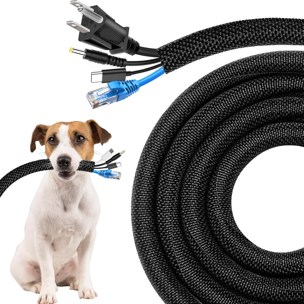Secbolt Cord Protectors from Pets No Chew, 25FT - 1/2 Inch, Black | Durable Cord Covers for Pets, Bite-Resistant Wire Protector for Cats, Dogs, Rabbits