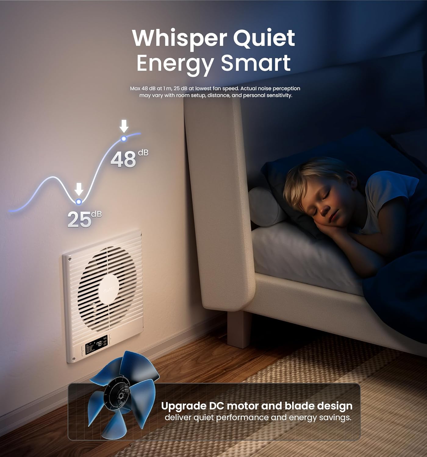 KOVIET 8" Room to Room Ventilation Fan with Remote, Quiet Reversible Through the Wall Air Transfer Fan, 10-Speed Smart Exhaust Vent, Temperature Control, ETL Certified for Bedroom, Kitchen, Laundry