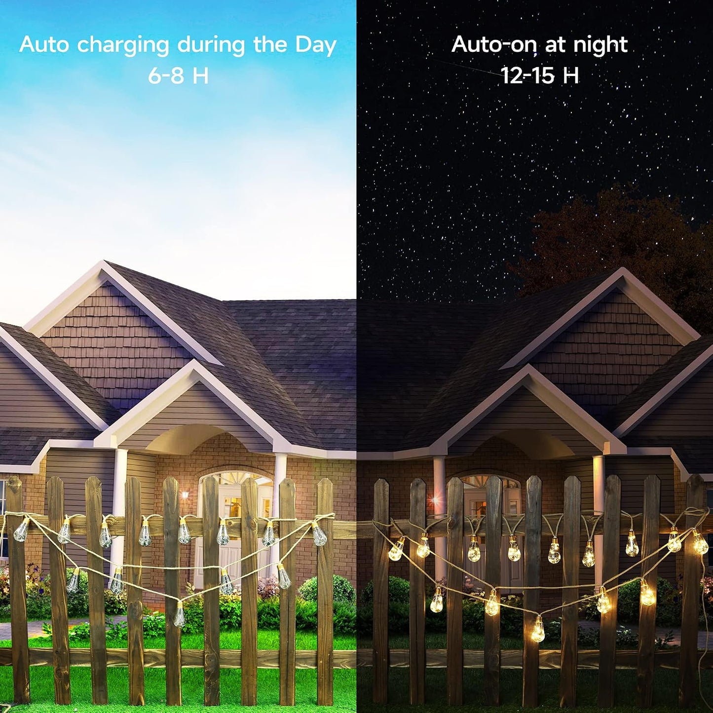 Solar Outdoor String Lights, 20Ft Vintage Rope Hemp Solar Patio Lights | Waterproof Warm White Solar Powered String Lights With 8 Modes 16 Shatterproof Bulbs for Garden Fence Stairs Balcony Bistro