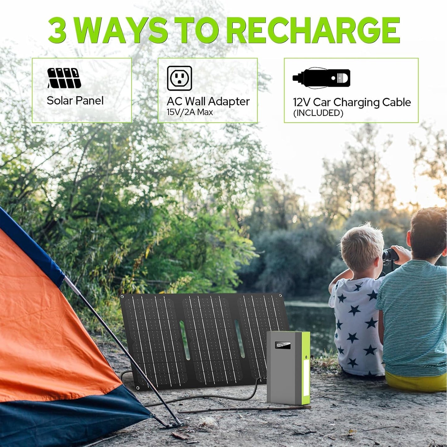 Portable Power Bank with AC Outlet, 65W External Battery Pack Backup | Portable Laptop Charger 24000mAh Fast Charging Power Source for Outdoor Tent Camping Home Office Smart Devices -Green