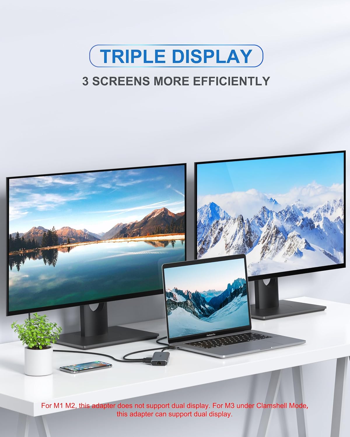 MacBook Pro Docking Station Dual Monitor MacBook Pro HDMI Adapter,9 in 1 USB C Adapters for MacBookPro Air Mac HDMI Dock Dongle Dual USB C to Dual HDMI Ethernet 3USB SD/TF100W PD