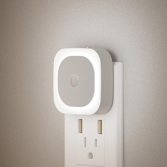 YUNLEX Plug in Night Light Motion Sensor, Bright Light, 1-20lm, 2 Pack