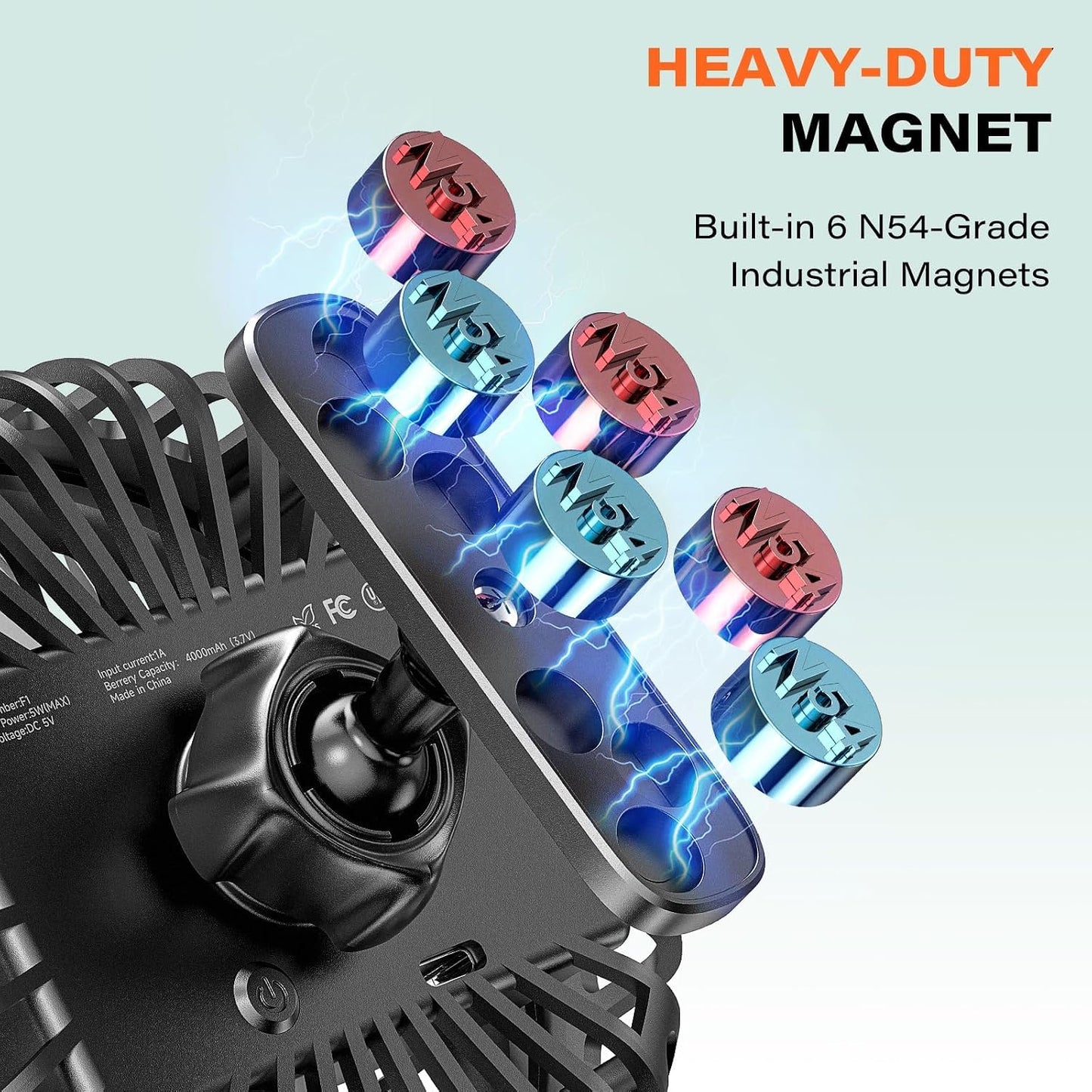 A2C Golf Cart Fan Rechargeable Magnetic Base Battery Operated Portable Fan | 3 Speeds, 4000 RPM Strong Airflow for Yamaha, EZGO, Club Car 360° Rotatable Golf Cart Accessories Gifts for Men, Dad, Husband