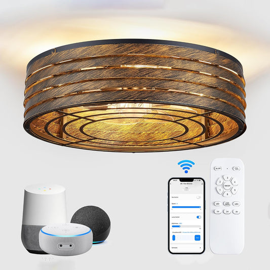 20-Inch Smart Ceiling Fan with Light, Alexa and Remote, Bronze Cage