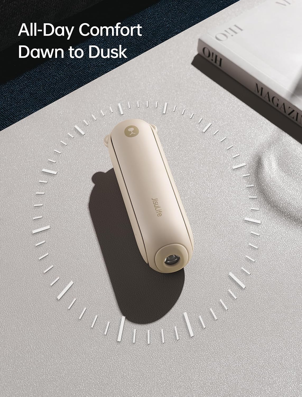 JISULIFE Portable Handheld Fan, 3 In 1-Fan, Power Bank, Flashlight, Brown | Mini Cooling Essential for Outdoor, Small, On-the-Go Pocket Hand Design, 24 Hours, Auto Shut-Off Safety Soft Blade