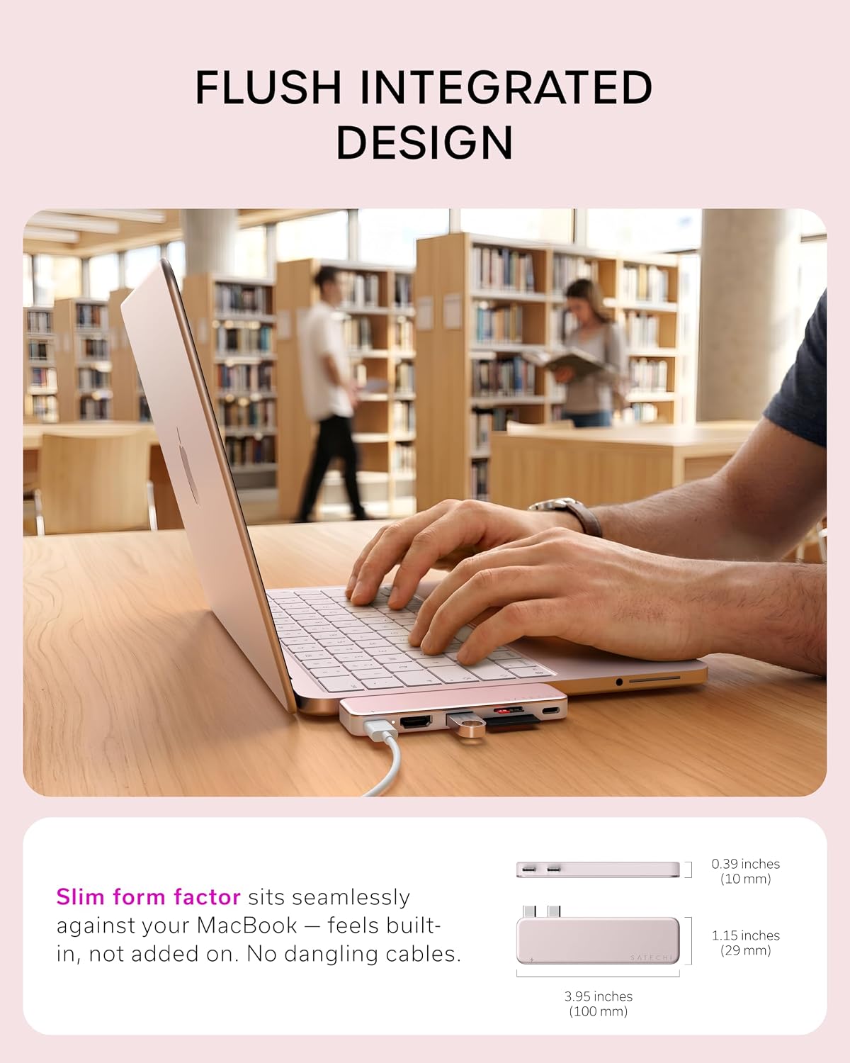 Satechi 6-in-2 USB-C Snap Hub, 4K/60Hz HDMI, for MacBook Neo, Blush