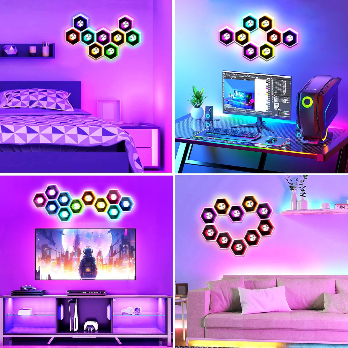 10 Pack Hexagon Lights Wall Panel