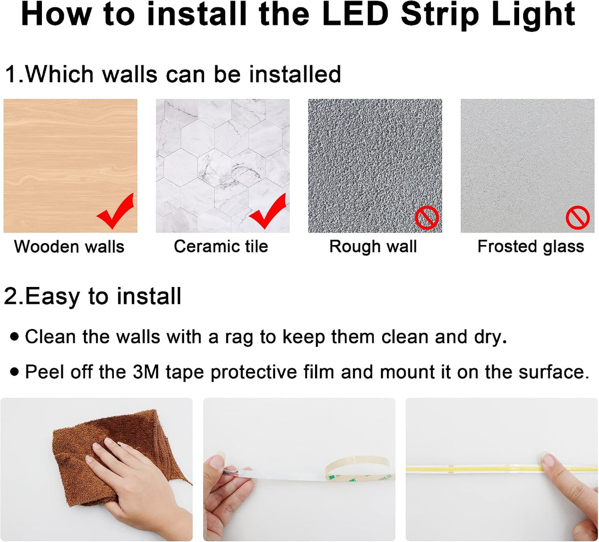 AXMOTUT 9.84ft Smart COB LED Strip Lights, 24V Warm White 2700K Dimmable LED Light Strips, High Bright LED tape light with Power Supply and app Control LED lights for TV,mirror, Kitchen Cabinet, Shelf