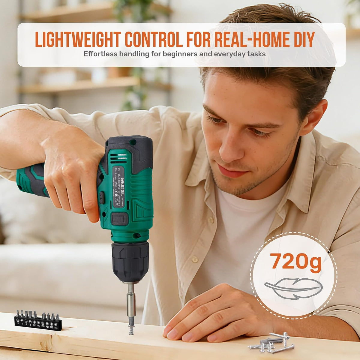 Hi-Spec 8V USB Power Drill Driver Bit Set with Hanging Kit for DIY, Green | faster bit changes, labeled storage, cleaner drilling and driving, portable case, workshop-ready layout, organized storage