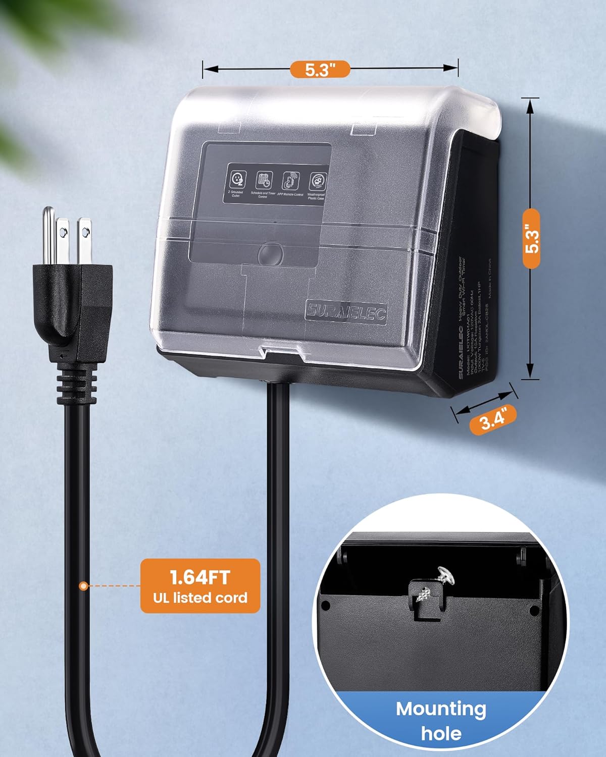 SURAIELEC WiFi Pool Timer for Above Ground Pool, NEMA 5-15R, 15A 125V 1HP