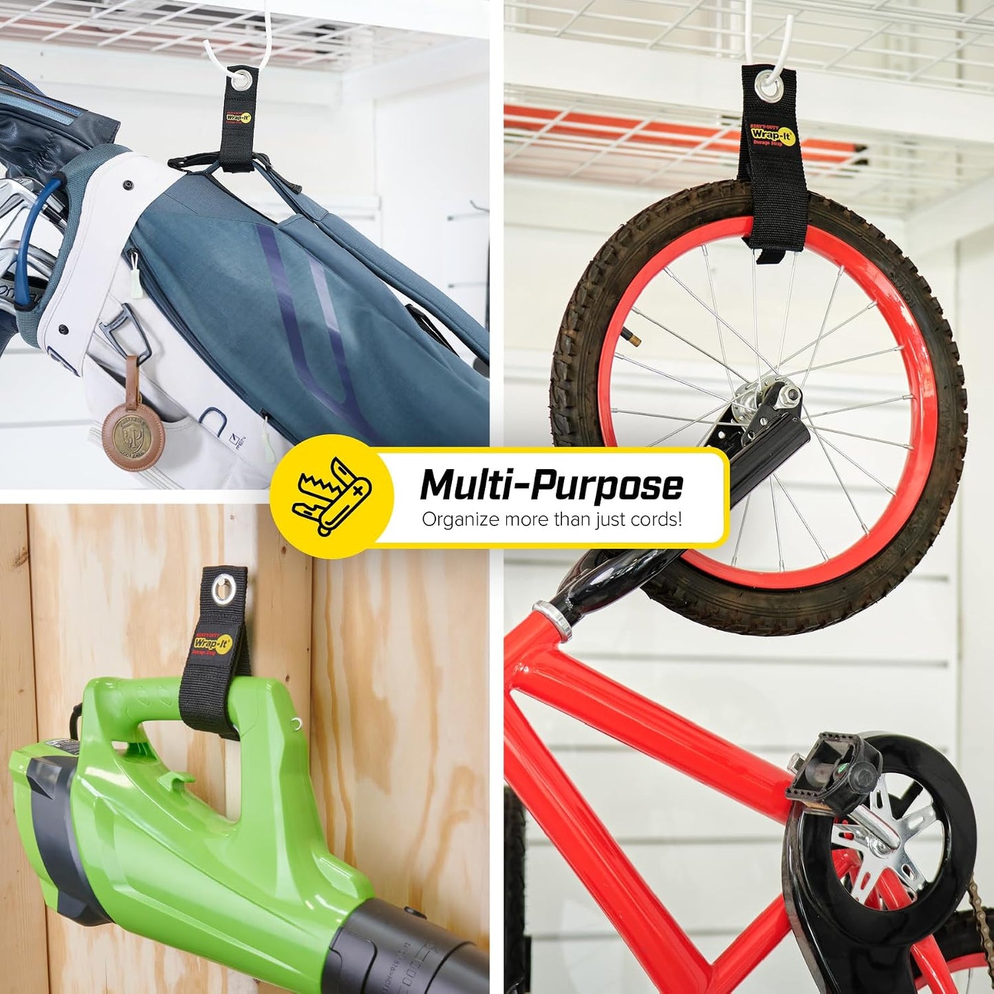 Heavy-Duty Wrap-It Storage Straps - Assorted 6-Pack | Garage Storage Extension Cord Organizer Cable Straps and Yard Cord Storage for Hose Organizer, Tools, RV Accessories