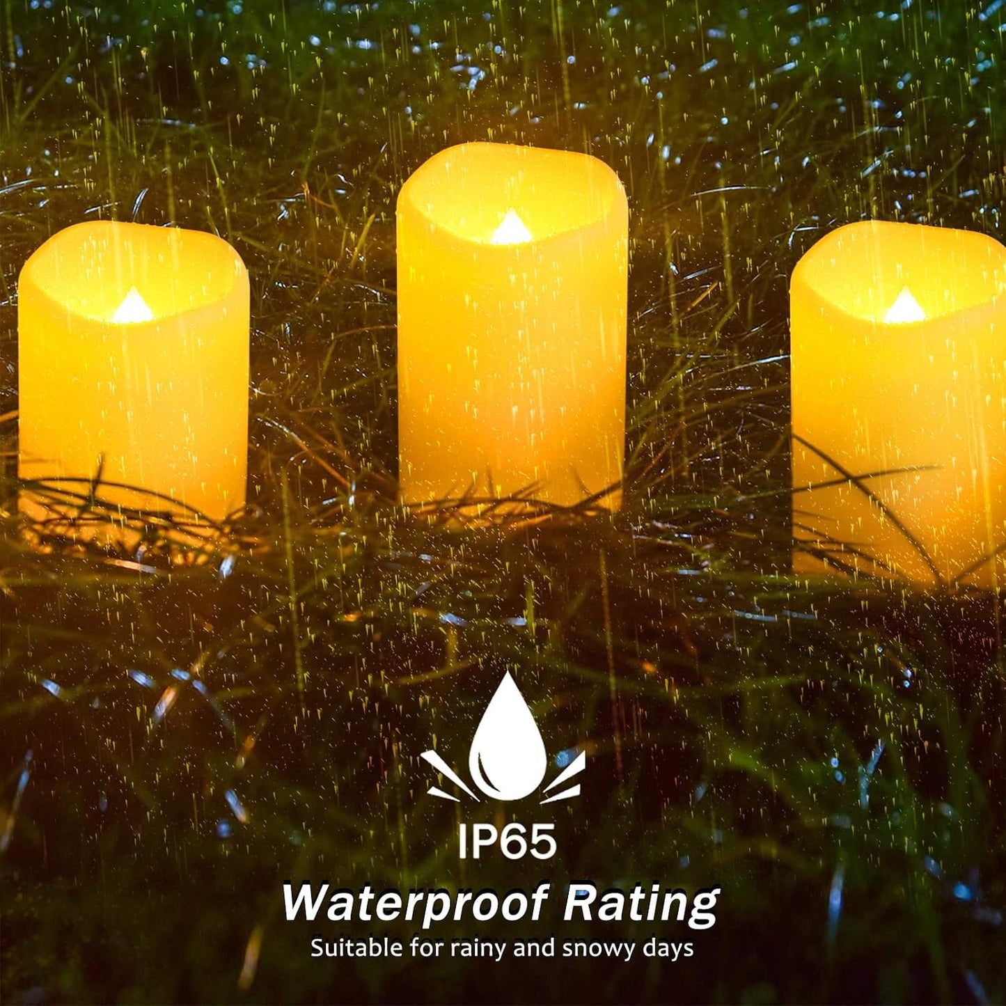 YOROXRG Solar flameless Candles Outdoor Waterproof,Dusk to Dawn Outdoor Lighting, Flickering fameless Reusable LED Light Candles for Lantern Garden Camping and Home Decor, 3D Wick (3"X6") Set of 2