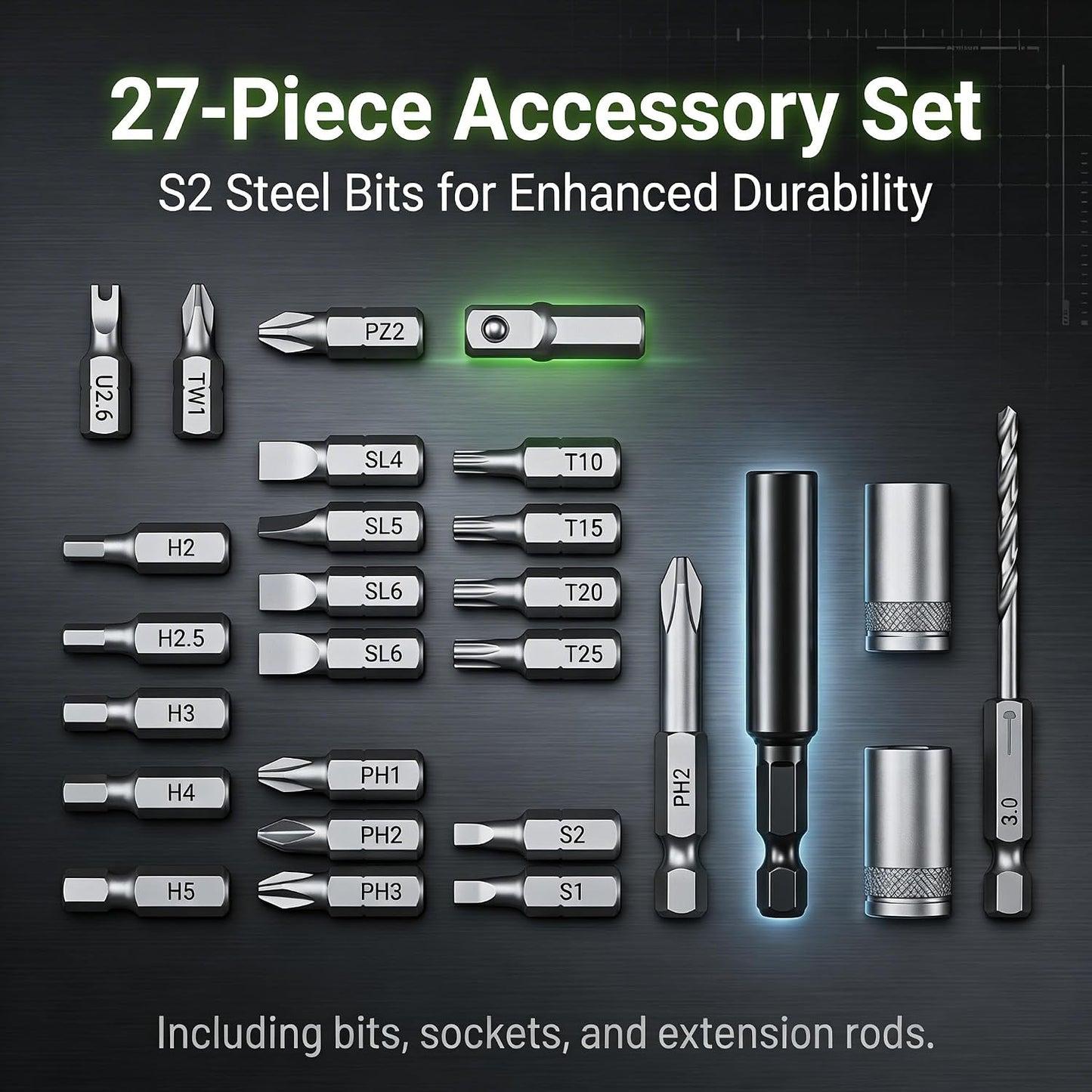 Kartop Electric Screwdriver Kit with 21 Magnetic Bits, Cordless Screwdriver 2000mAh Battery, Rechargeable Power Screwdriver with LED Light