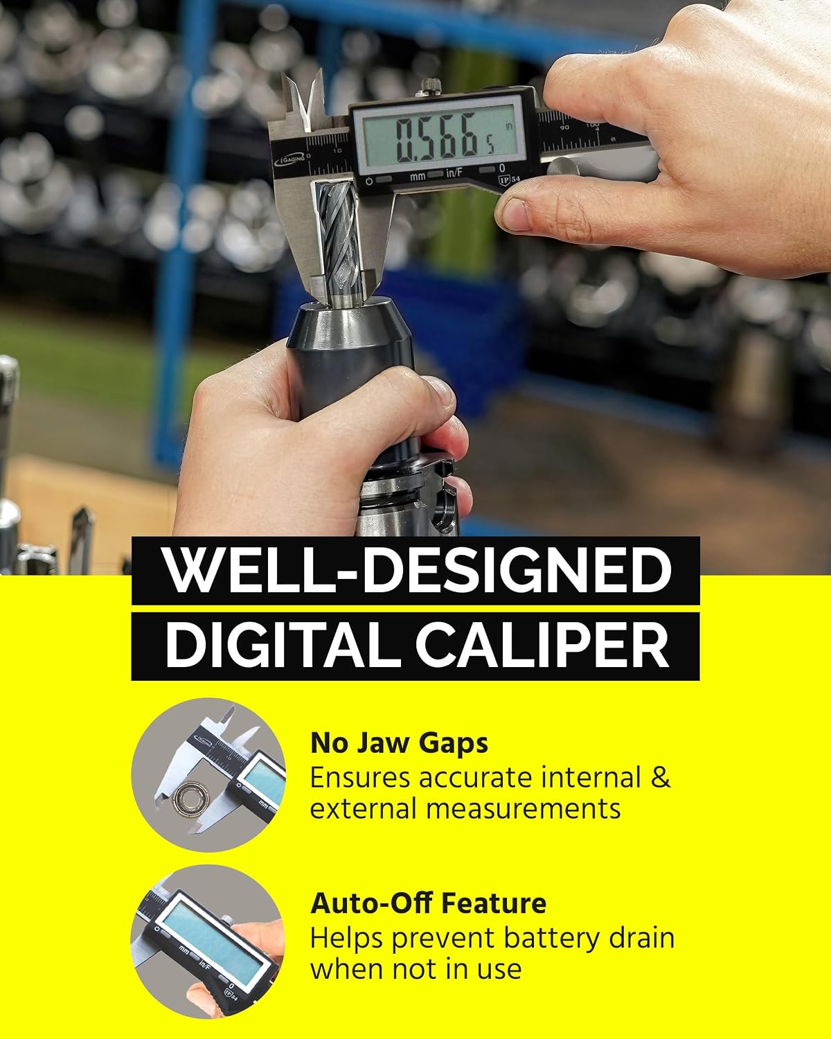 iGaging IP54 Electronic Digital Caliper 0-6" Display Inch/Metric/Fractions Stainless Steel Body