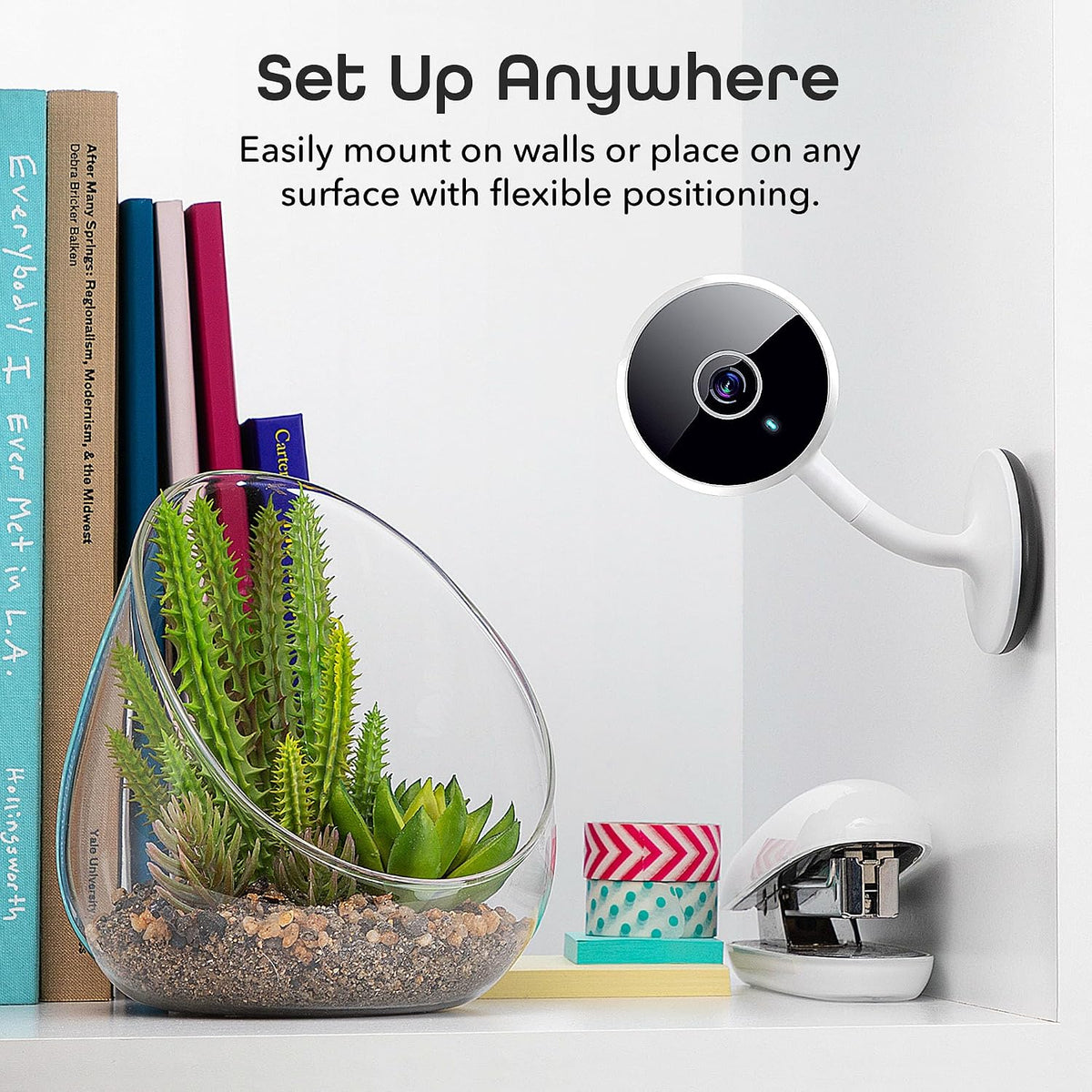 Geeni Vivid Indoor Smart Security Camera – HD Live Stream Camera for Indoor Home Monitoring with Night Vision, 2-Way Audio, Flexible Mount, Micro SD Slot, Motion Detection & App Control – 2Pack, White