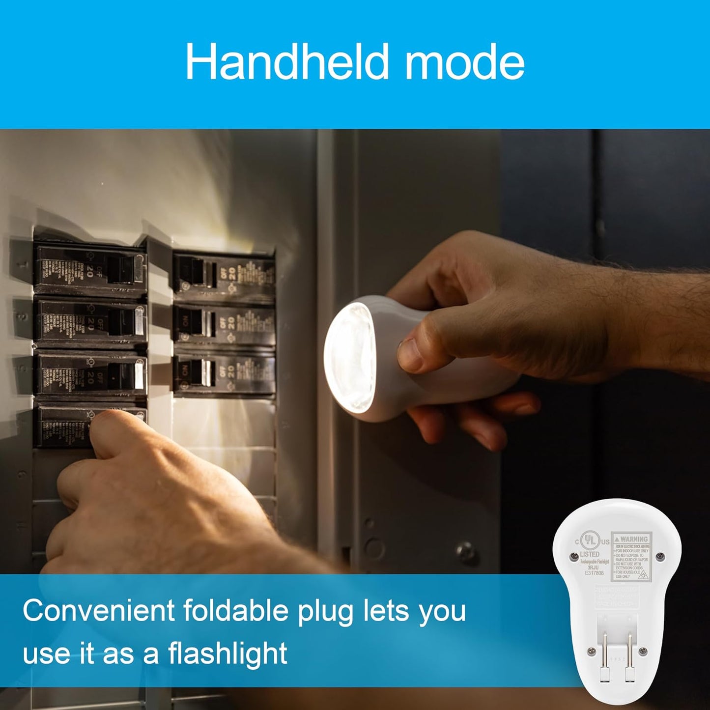 GE 3-in-1 LED Power Failure Nighlight Emergency Flashlight Soft White Night Light Plug Into Wall Rechargeable Dusk to Dawn Auto On/Off Hurricane Storm Tornado 11281