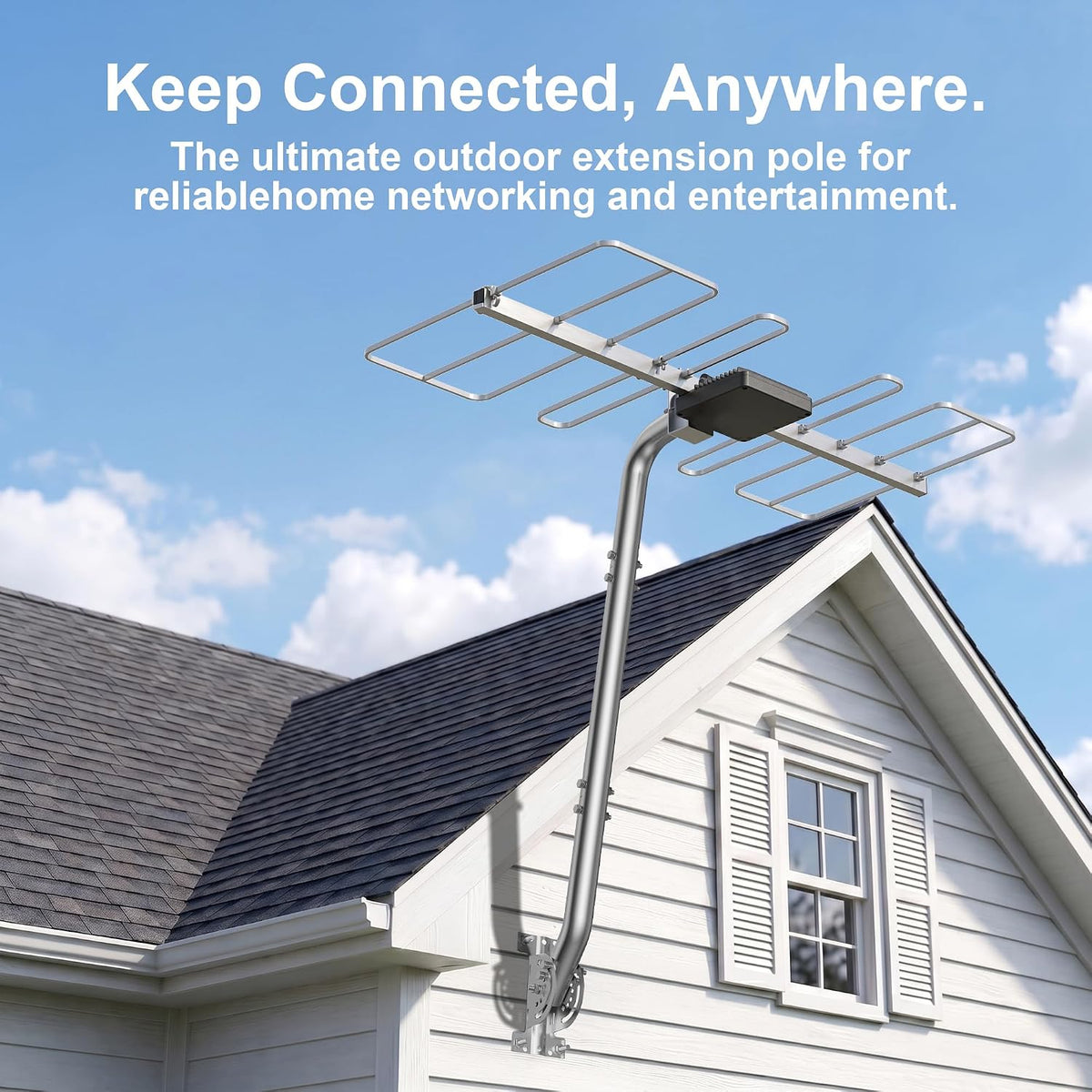 430 Stainless Steel 90° Antenna Mount Tube Adapter, Right Angle Pole Bracket with 2 Mounting Holes, Compatible with EOQO Heavy Duty Mounts for TV Antenna, Weather Station, Wireless Bridge & Starlink