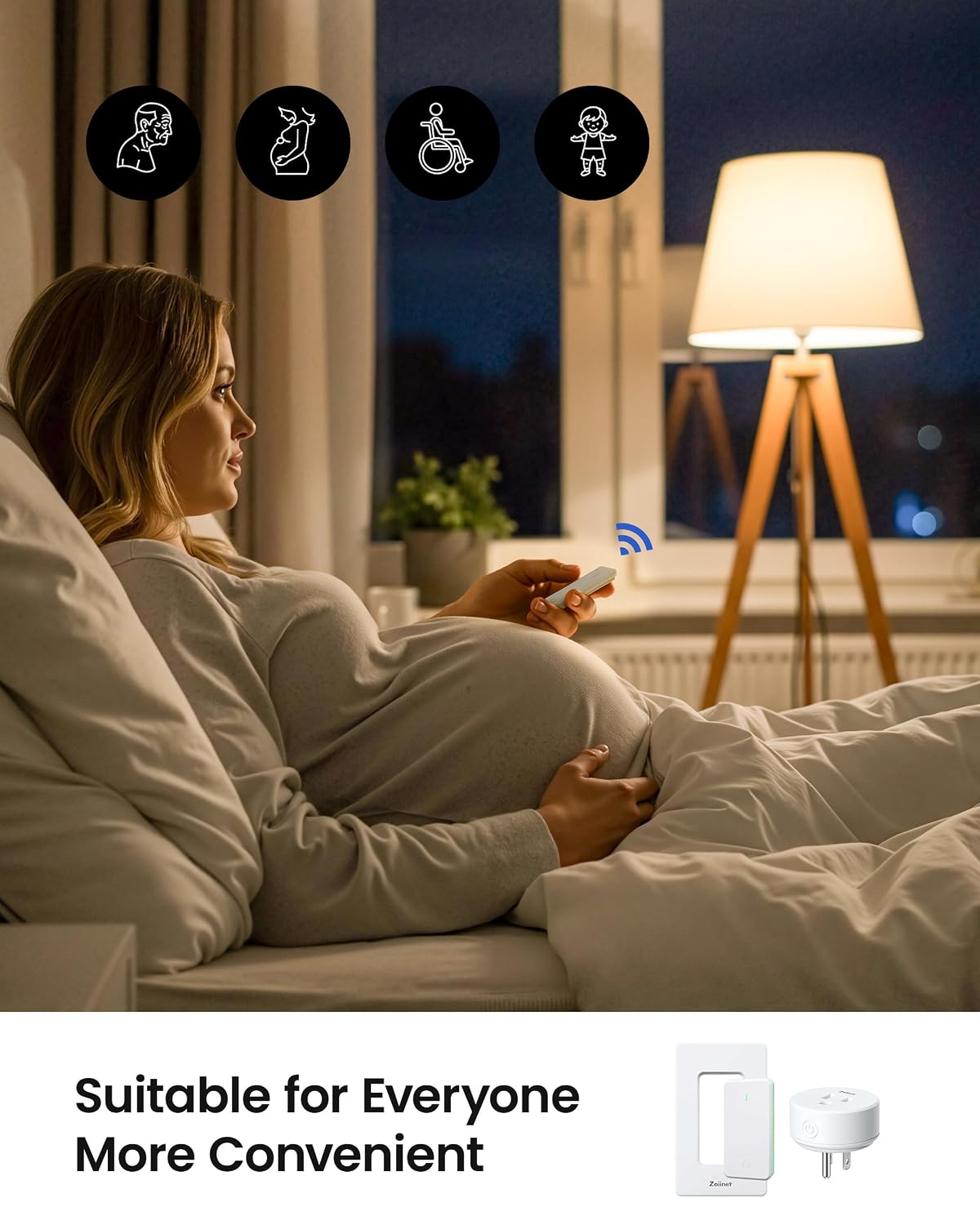 Zoiinet Remote Control Outlet Plug Switch, Buckle Design & Removable Wireless Light Switch, No Wiring Needed, 300 ft, 15A/1500W, Programmable, for Household Appliances