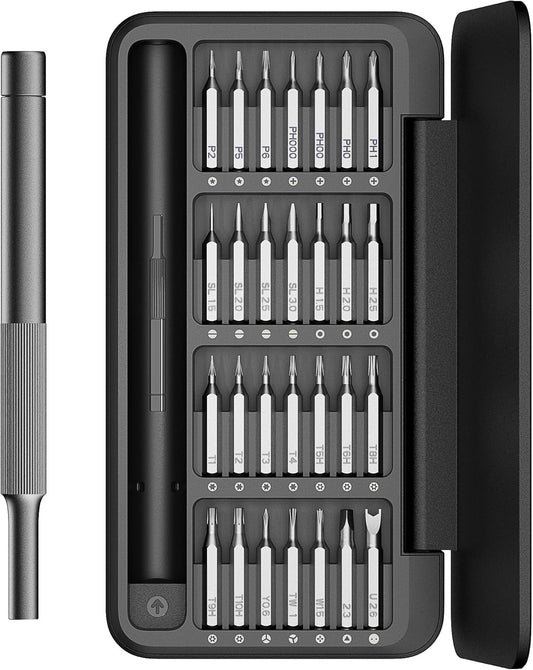 HOTO 28 in 1 Manual Precision Screwdriver Set, Eyeglass Repair Kit | Magnetic Bits for Easy Pickup, Compact Storage Box, Ideal for Eyeglasses, Electronics, Watches, Phones and Laptop Repair