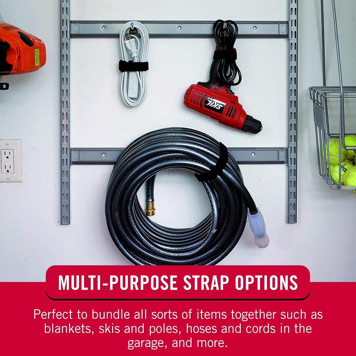 VELCRO Brand VEL-30794-AMS Elastic Cinch Straps with Buckle | 6pc Variety Pack 8"-15"-30"| Stretchable to Snugly Fasten Power Cords, Lumber, Bicycles, Sleeping Bags, Outdoor Umbrellas, More | Black