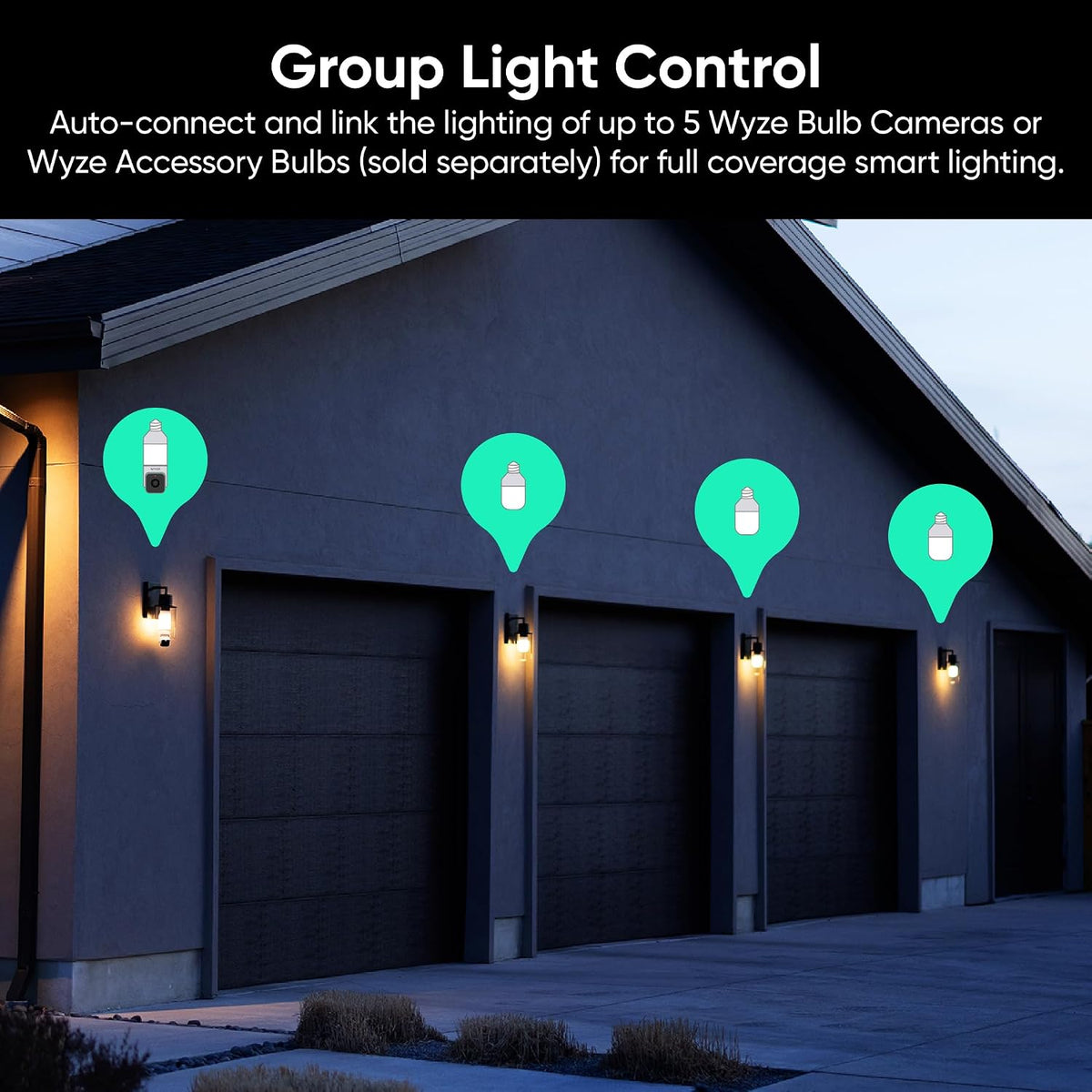 WYZE Bulb Cam Security Camera, 2K HD Outdoor Light Bulb Camera (Renewed) | Color Night Vision, Dimmable LED Bulb, Motion Detection, Siren Alarm, Works w/Alexa/Google Assistant