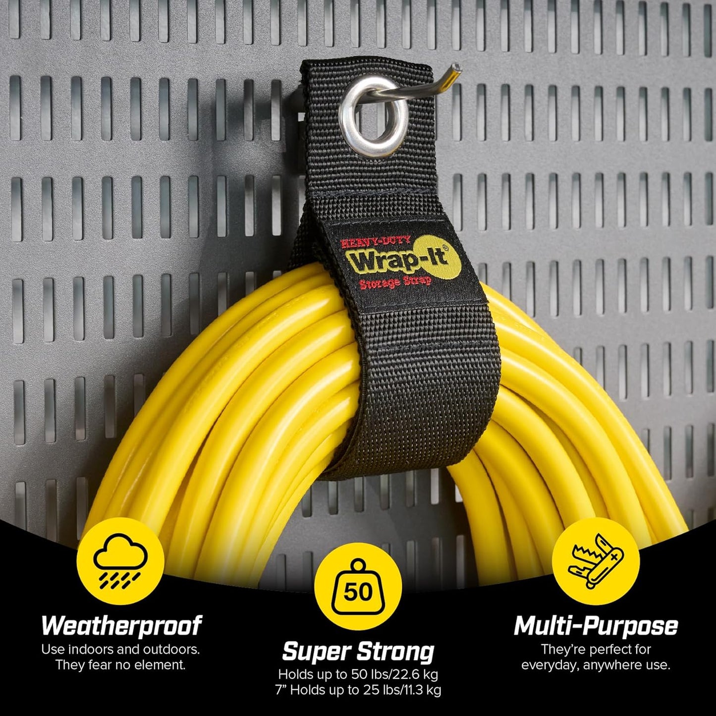 Heavy-Duty Wrap-It Storage Straps - Assorted 6-Pack | Garage Storage Extension Cord Organizer Cable Straps and Yard Cord Storage for Hose Organizer, Tools, RV Accessories