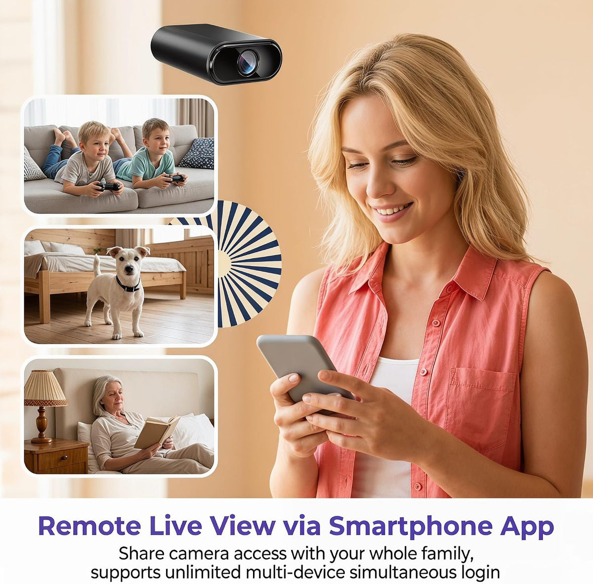 1080P Mini Hidden Camera Wireless, Indoor Security Camera with Motion Detection & Night Vision, App Control - Ideal Nanny Cam, Pet Monitor for Home Office