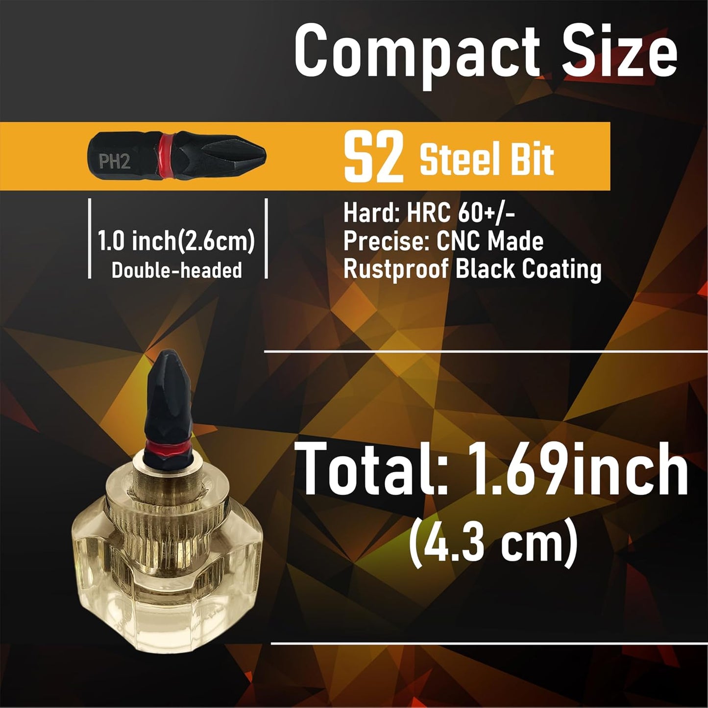 25in1 Short Stubby Mini Screwdriver for Tight Space, Security Torx, Phillips, Flathead and Hex S2 Steel Bits, Cellulose Acetate Fiber Made Handle, Compact EDC