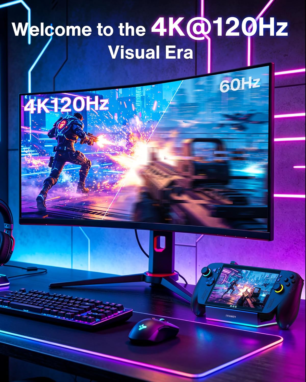 iVANKY 14-in-1 RGB Docking Station for ROG Xbox Ally X(2025), 4K@120Hz | Compatible with Steam Deck OLED/Lenovo Legion GoS,10Gbps USB3.2, SD/TF Slots, 1Gbps Ethernet,100W Charge, Foldable