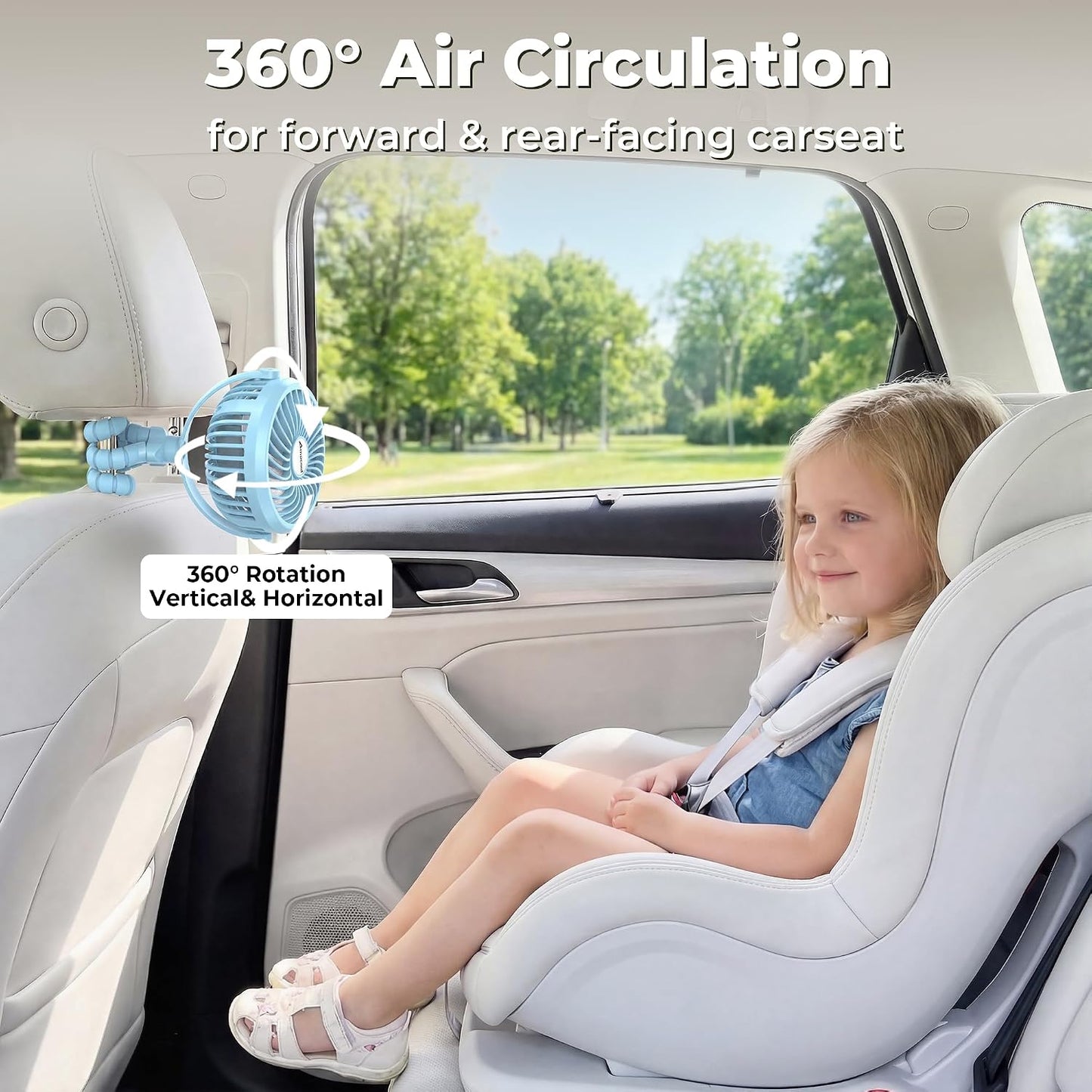 AMACOOL Battery Operated Stroller Fan, Portable Clip On Fan Rechargeable | Baby Travel Essentials for Beach Disney, Newborn Boy & Girl Gifts Registry Search, Cooling for Car Seat Wagon Crib Treadmill