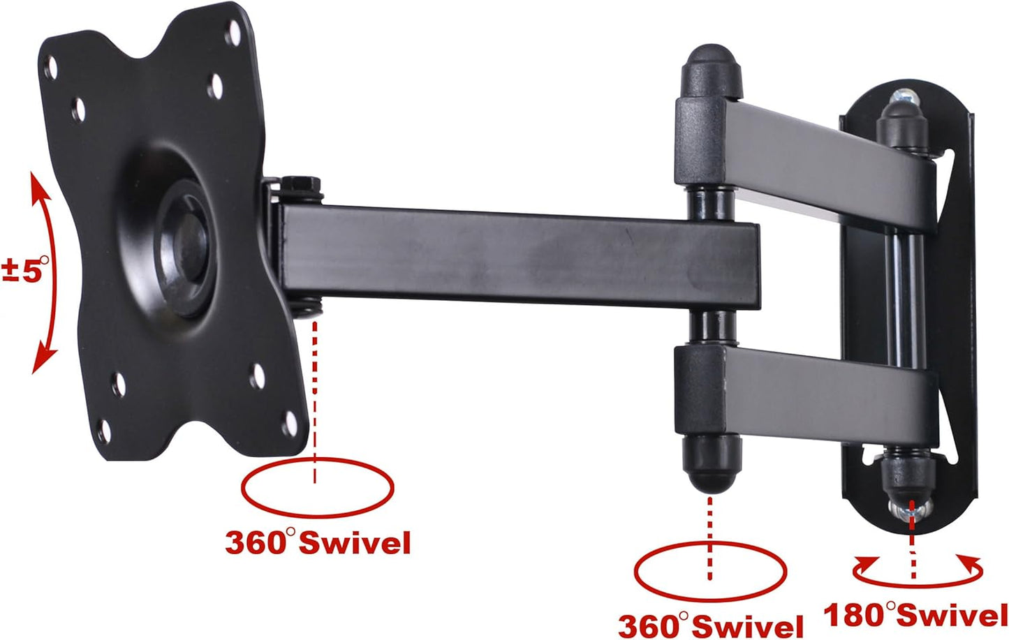 VideoSecu ML12B TV LCD Monitor Wall Mount Full Motion 15 inch Extension Arm Articulating Tilt Swivel for Most 19"-31" LED TV Flat Panel Screen with VESA 100x100, 75x75 1KX