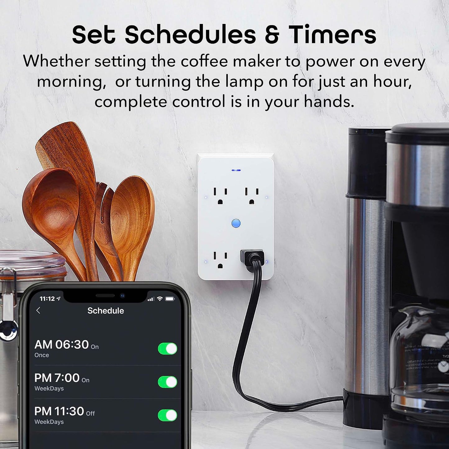 Geeni Smart Wi-Fi 4 Outlet Plug with Surge Protection - Compatible with Alexa & Google Home, White: 1-Pack