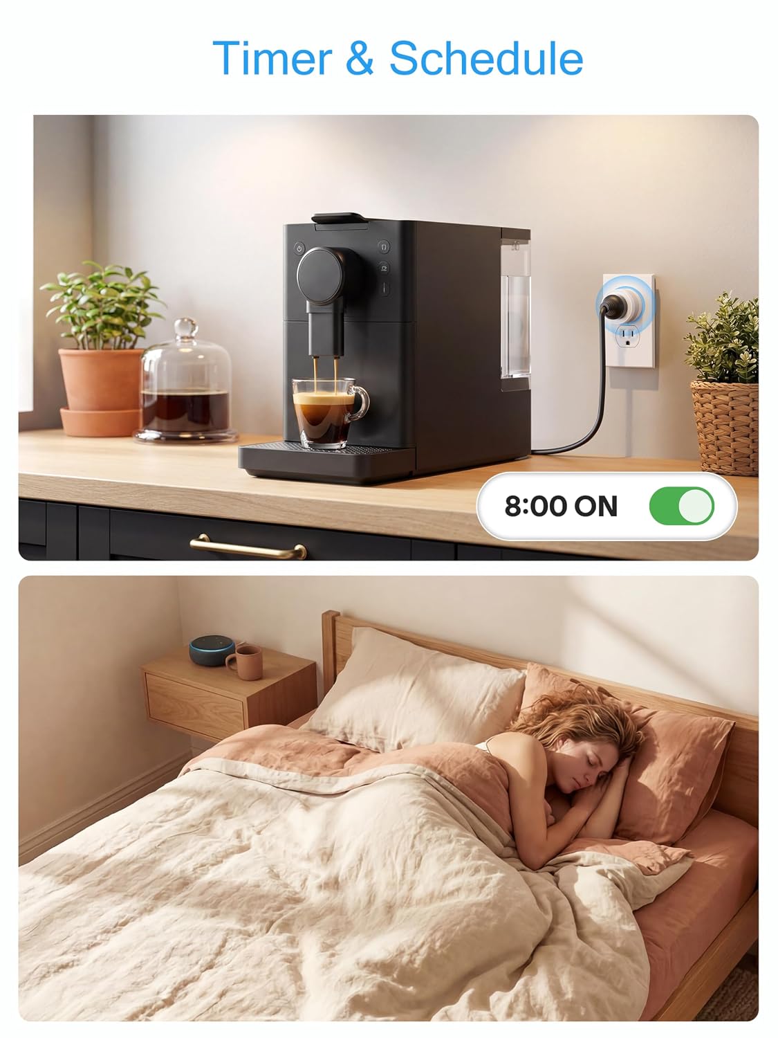 EIGHTREE 15A Smart Plug, Wi-Fi & Bluetooth Smart Outlet for High-Power Home Appliances, Works with Alexa & Google Home, Easy Setup, Timer & Remote Control, FCC & ETL Certified, 2.4GHz Wi-Fi Only
